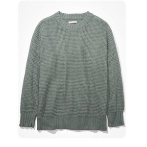 American Eagle AE Oversized Waffle Knit Sweater in Olive Green Women’s size XS
